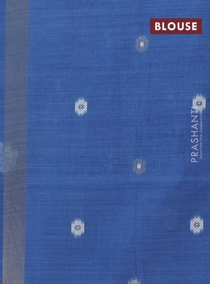 Jamdhani cotton saree indigo blue with thread woven buttas and zari woven border