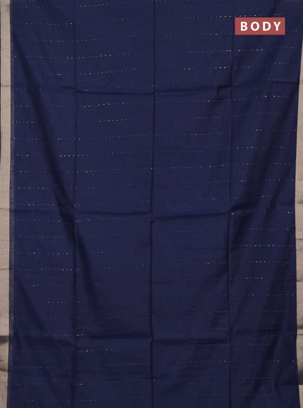 Jamdhani cotton saree navy blue with allover squin work and zari woven border