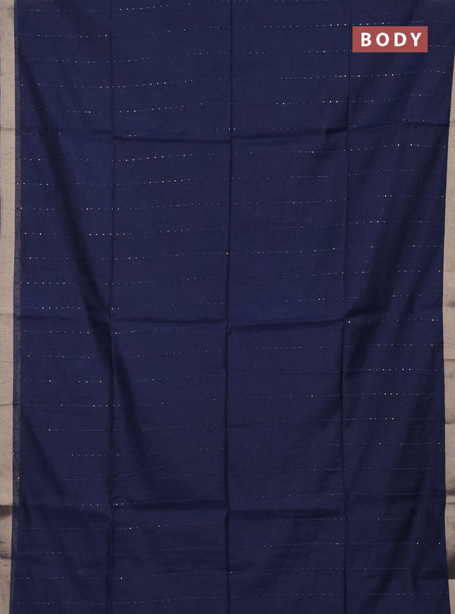 Jamdhani cotton saree navy blue with allover squin work and zari woven border