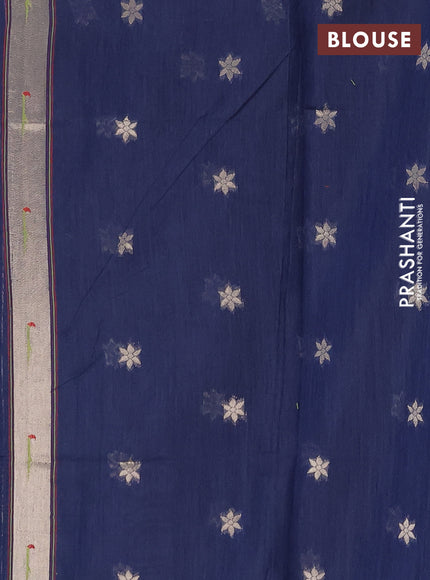 Jamdhani cotton saree navy blue with allover squin work and zari woven border