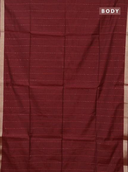 Jamdhani cotton saree maroon with allover squin work and zari woven border