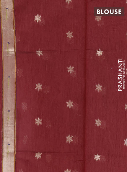 Jamdhani cotton saree maroon with allover squin work and zari woven border