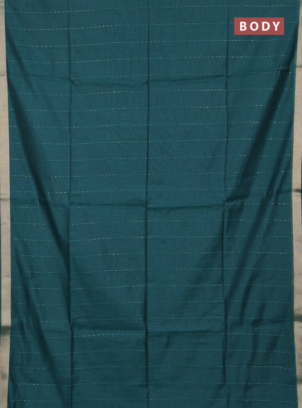 Jamdhani cotton saree peacock green with allover squin work and zari woven border