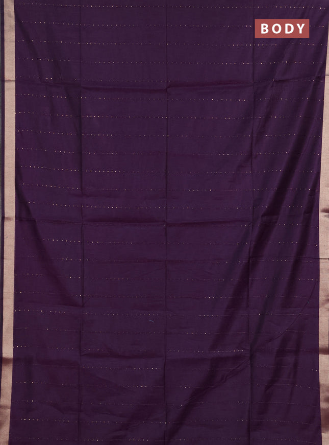 Jamdhani cotton saree purple with allover squin work and zari woven border
