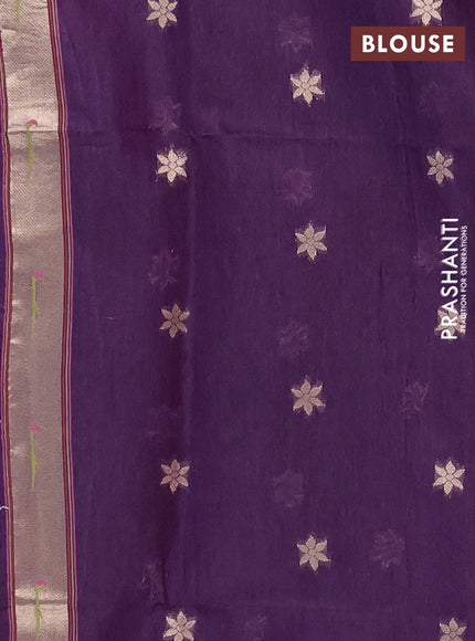 Jamdhani cotton saree purple with allover squin work and zari woven border