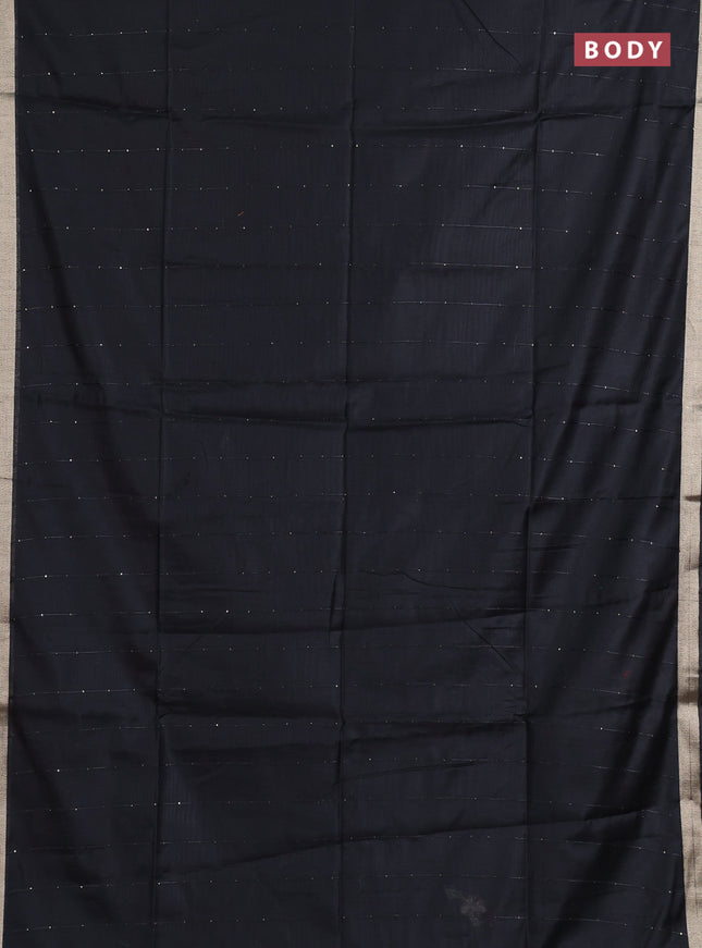 Jamdhani cotton saree black with allover squin work and zari woven border