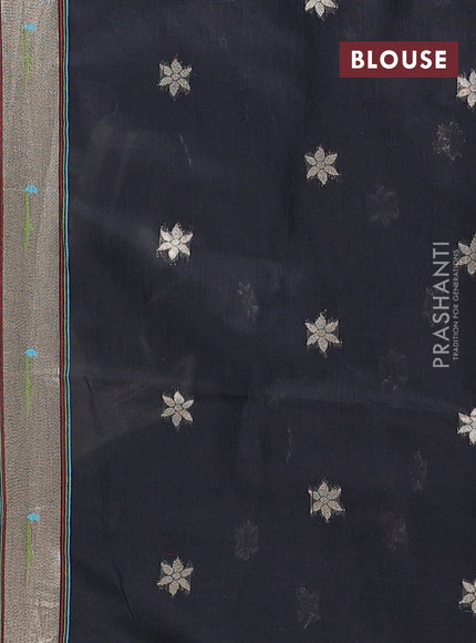 Jamdhani cotton saree black with allover squin work and zari woven border