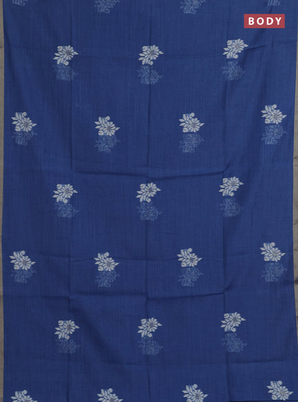 Jamdhani cotton saree indigo blue with thread woven buttas and thread woven border