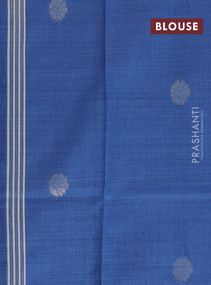 Jamdhani cotton saree indigo blue with thread woven buttas and thread woven border