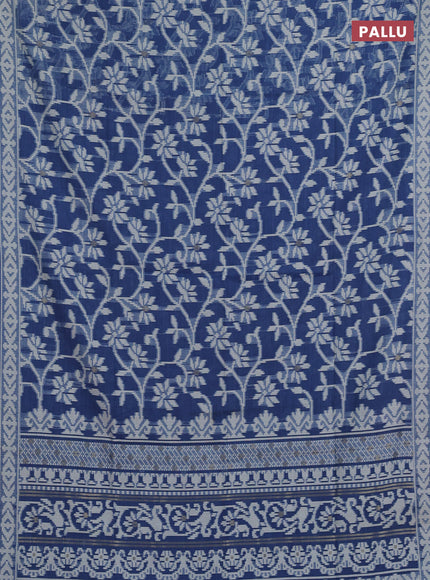 Jamdhani cotton saree indigo blue with allover thread weaves and thread woven border