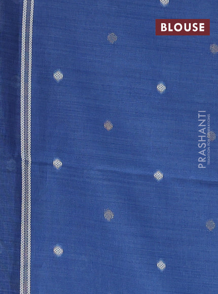 Jamdhani cotton saree indigo blue with allover thread weaves and thread woven border