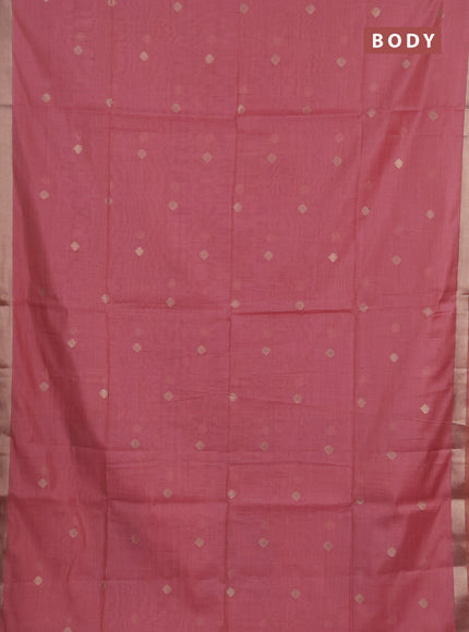 Jamdhani cotton saree peach pink with allover zari woven buttas and jamdhani pallu