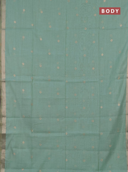 Jamdhani cotton saree teal green with allover zari woven buttas and jamdhani pallu