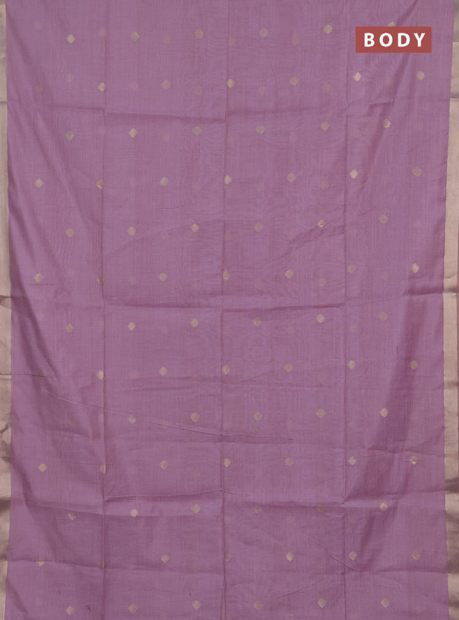 Jamdhani cotton saree lavender with allover zari woven buttas and jamdhani pallu