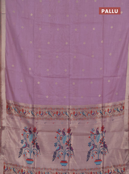 Jamdhani cotton saree lavender with allover zari woven buttas and jamdhani pallu