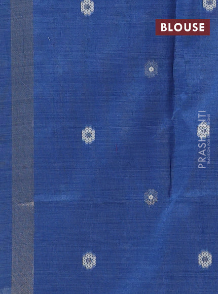 Jamdhani cotton saree indigo blue with thread woven buttas and jamdhani pallu