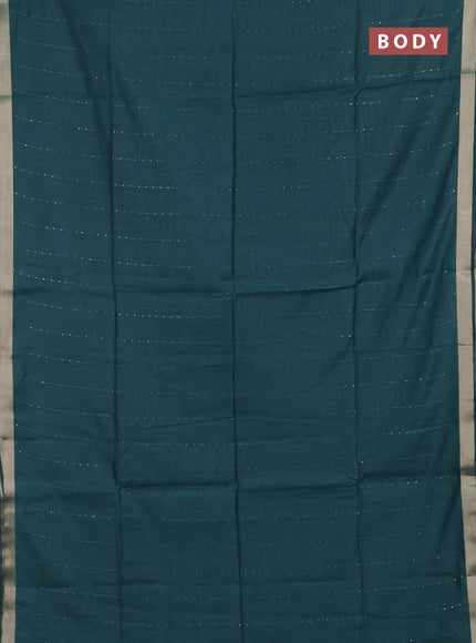 Jamdhani cotton saree peacock green with allover squin work and jamdhani pallu