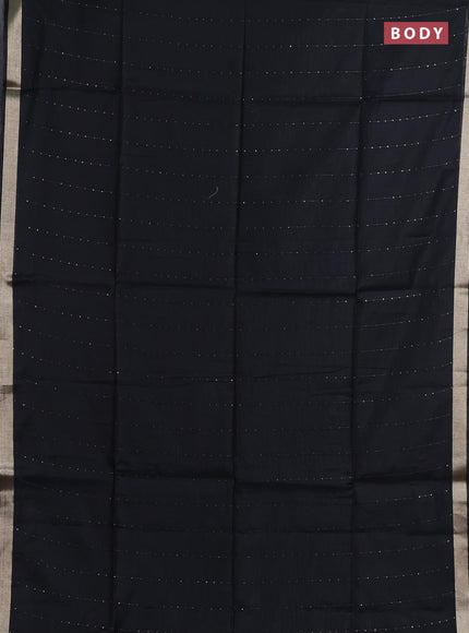 Jamdhani cotton saree black with allover squin work and jamdhani pallu