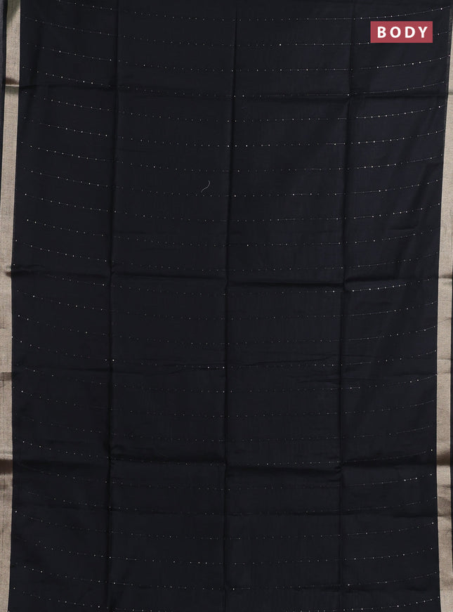 Jamdhani cotton saree black with allover squin work and jamdhani pallu