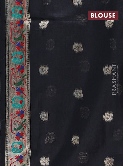 Jamdhani cotton saree black with allover squin work and jamdhani pallu