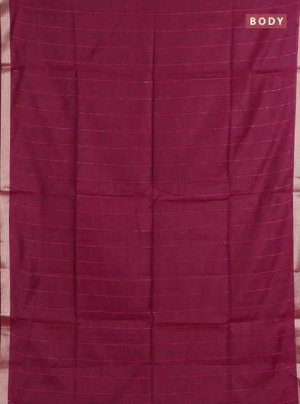 Jamdhani cotton saree wine shade with allover squin work and jamdhani pallu
