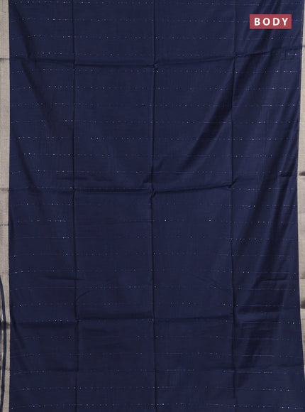 Jamdhani cotton saree navy blue with allover squin work and jamdhani pallu