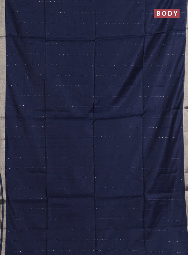 Jamdhani cotton saree navy blue with allover squin work and jamdhani pallu