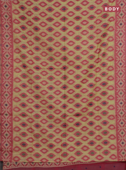 Jamdhani cotton saree pale yellow and pink with thread woven buttas and jamdhani pallu
