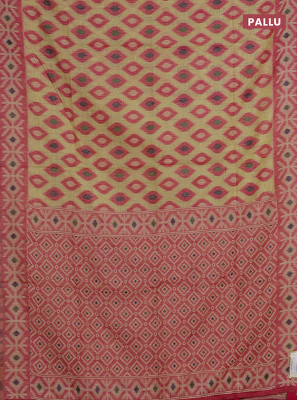 Jamdhani cotton saree pale yellow and pink with thread woven buttas and jamdhani pallu