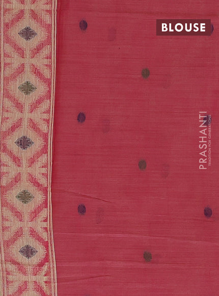 Jamdhani cotton saree pale yellow and pink with thread woven buttas and jamdhani pallu