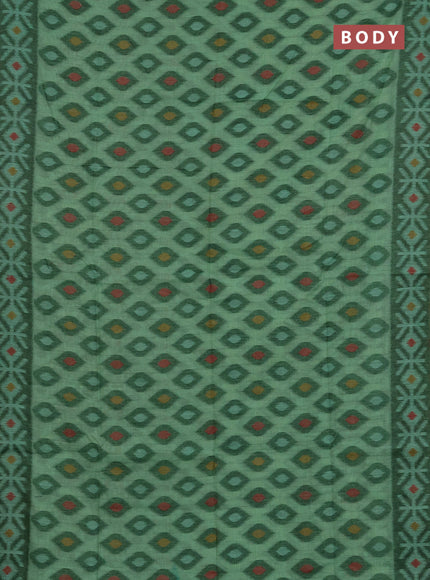 Jamdhani cotton saree light green and green with thread woven buttas and jamdhani pallu