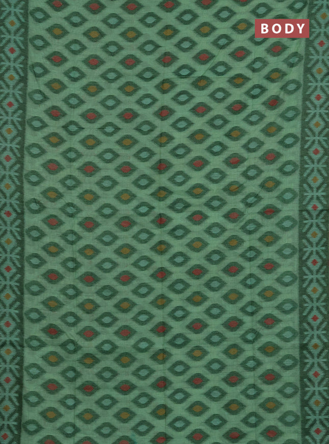 Jamdhani cotton saree light green and green with thread woven buttas and jamdhani pallu