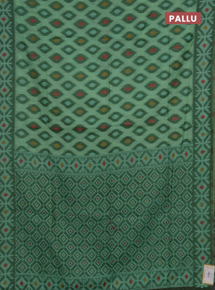 Jamdhani cotton saree light green and green with thread woven buttas and jamdhani pallu