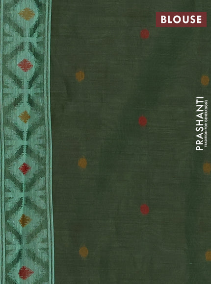 Jamdhani cotton saree light green and green with thread woven buttas and jamdhani pallu
