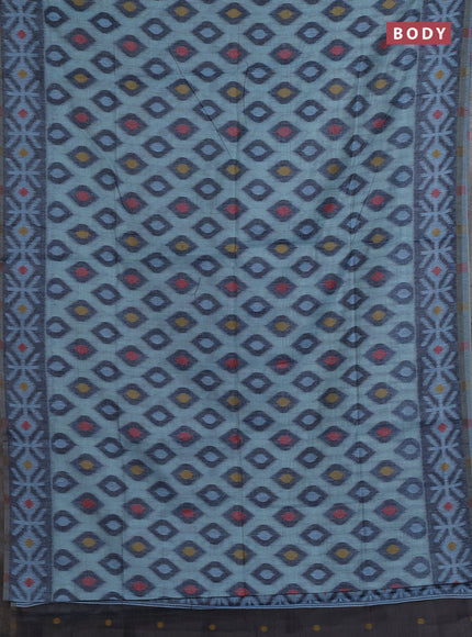 Jamdhani cotton saree pastel blue and navy blue with thread woven buttas and jamdhani pallu