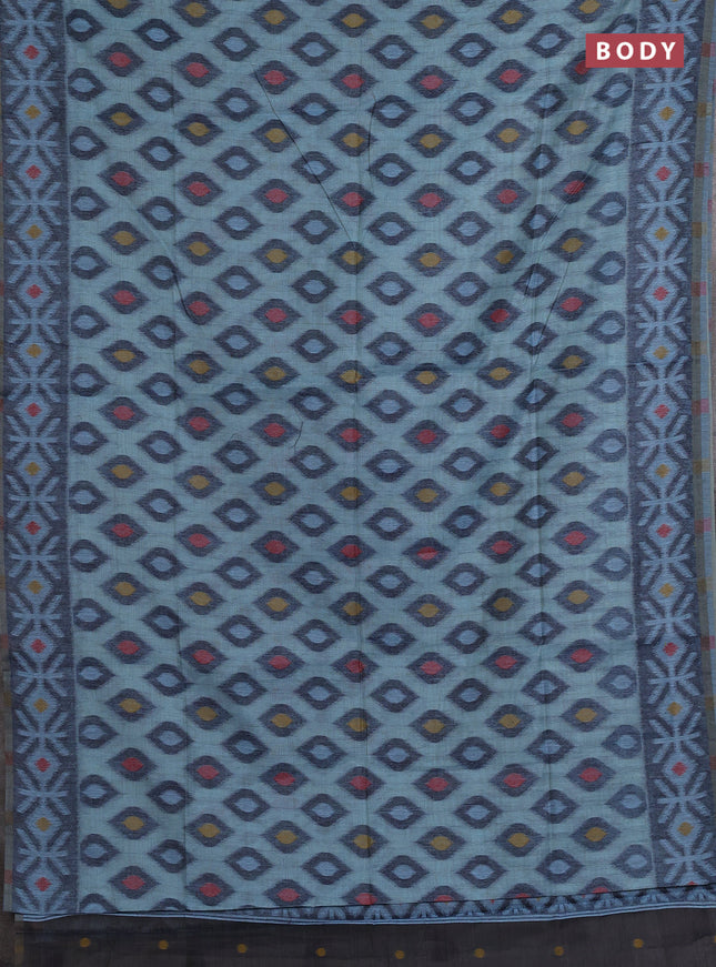 Jamdhani cotton saree pastel blue and navy blue with thread woven buttas and jamdhani pallu