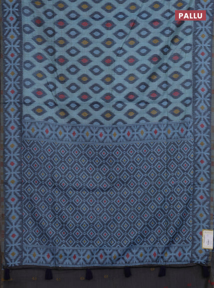 Jamdhani cotton saree pastel blue and navy blue with thread woven buttas and jamdhani pallu