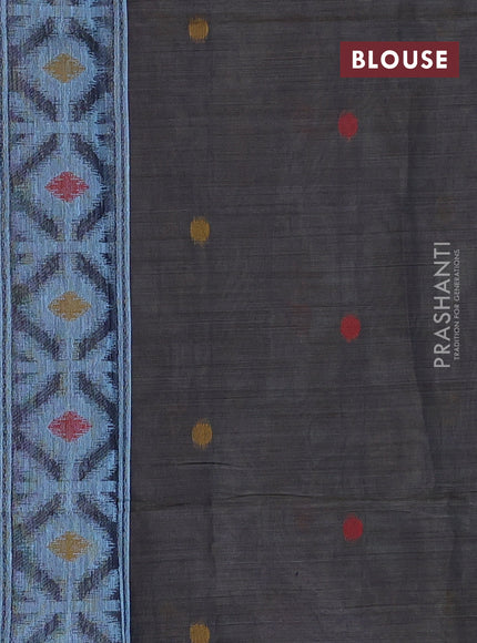 Jamdhani cotton saree pastel blue and navy blue with thread woven buttas and jamdhani pallu