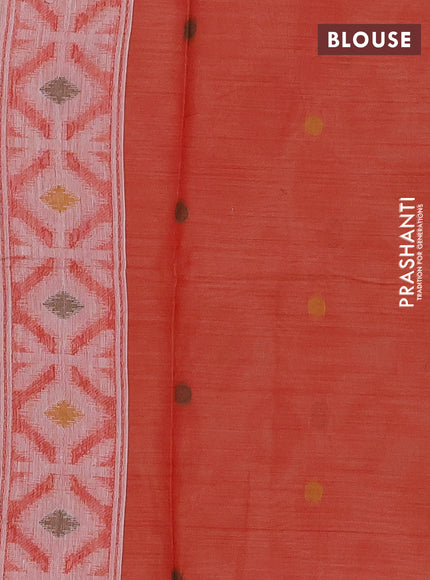 Jamdhani cotton saree beige and red with thread woven buttas and jamdhani pallu
