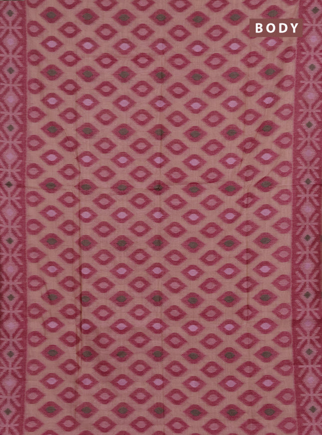 Jamdhani cotton saree peach orange and pink with thread woven buttas and jamdhani pallu