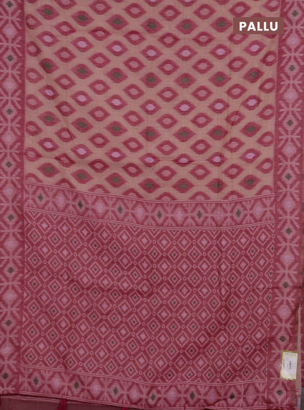 Jamdhani cotton saree peach orange and pink with thread woven buttas and jamdhani pallu