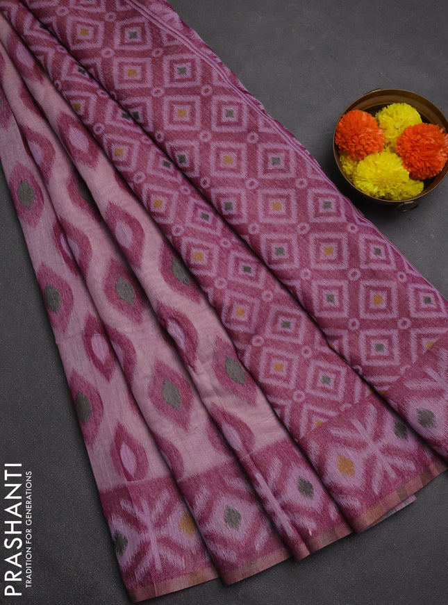 Jamdhani cotton saree lavender and purple with thread woven buttas and jamdhani pallu