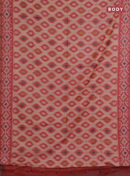 Jamdhani cotton saree peach shade with thread woven buttas and jamdhani pallu