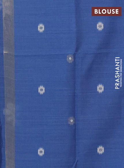 Jamdhani cotton saree indigo blue with allover thread weaves and zari woven border
