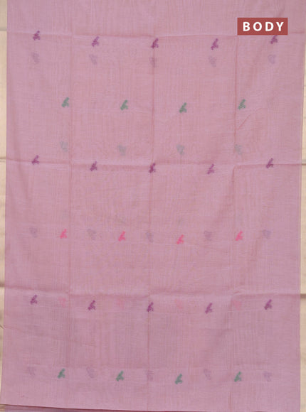 Jamdhani cotton saree pastel pink with thread woven buttas and jamdhani pallu