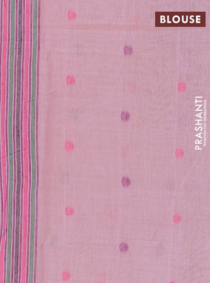 Jamdhani cotton saree pastel pink with thread woven buttas and jamdhani pallu