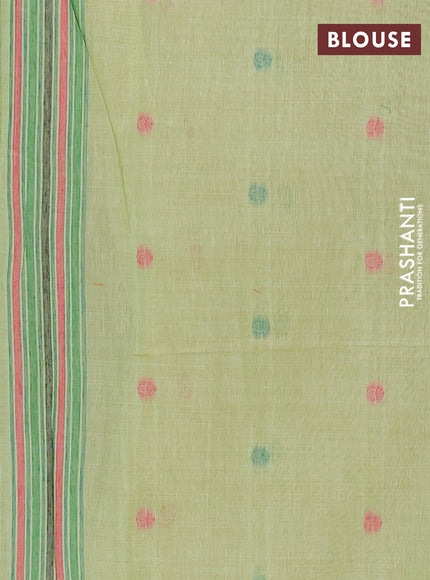 Jamdhani cotton saree pista green with thread woven buttas and jamdhani pallu
