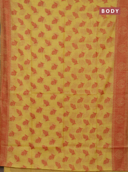 Jamdhani cotton saree pale yellow and red with thread woven buttas and jamdhani pallu