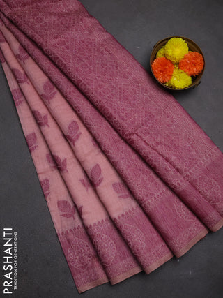 Jamdhani cotton saree pastel pink with thread woven buttas and jamdhani pallu
