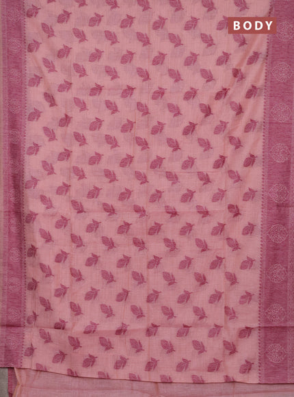 Jamdhani cotton saree pastel pink with thread woven buttas and jamdhani pallu